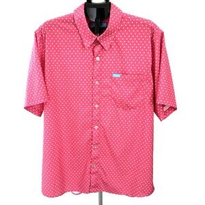 Dixxon Flannel Company Men's 2X Dark Pink White Polka Dot Lumbergh S/S Shirt